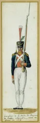 Grenadier gwardii Aleksandra I (1777-1825) podczas wizyty we Francji w 1814 r.
